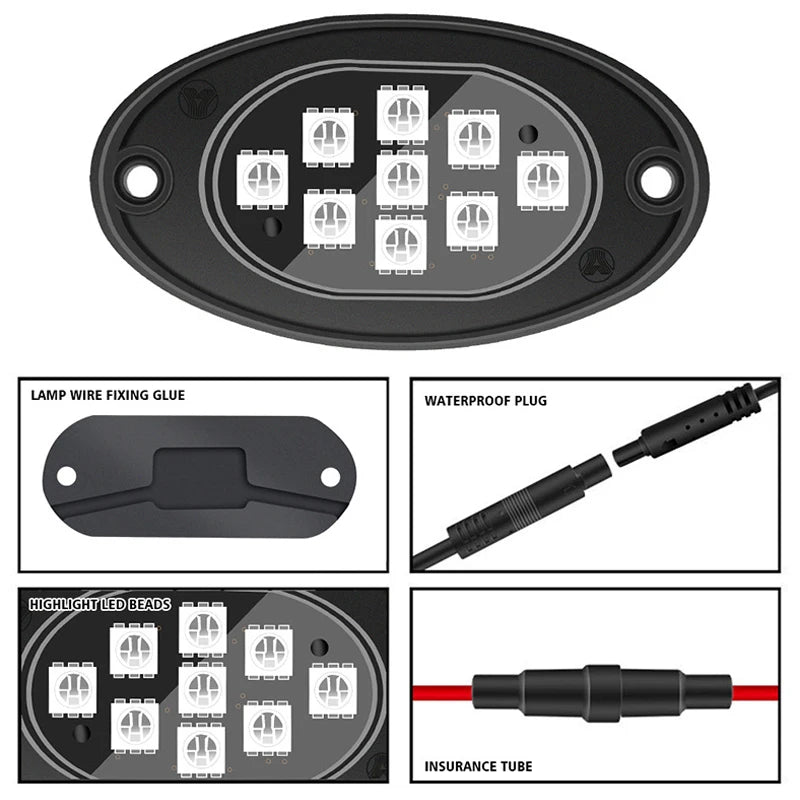 Universal RGB LED Rock Light Kit.